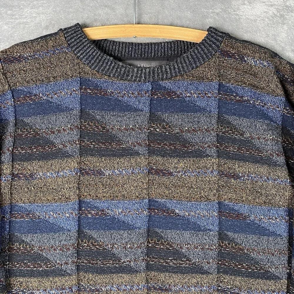 Vintage Croft & Barrow Sweater Mens XL Multicolor Geometric Textured Knit 90s